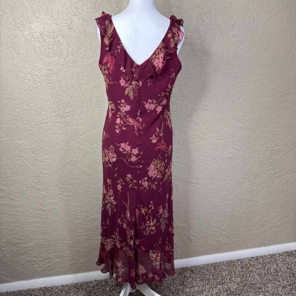 Jonathan Martin Studio VTG Y2K Silk Maxi Dress Sz 10 Floral Fairy Ruffle Babydol